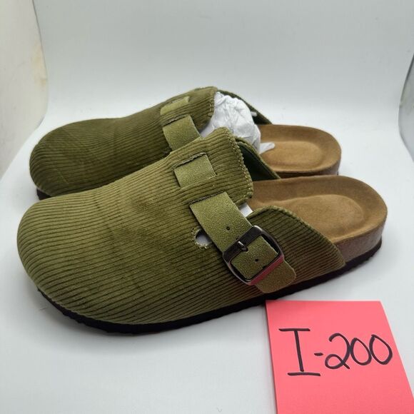 CUSHIONAIRE Women's Cork Footbed Clog with Genuine Leather Upper 8 GREEN NEW - Picture 3 of 7